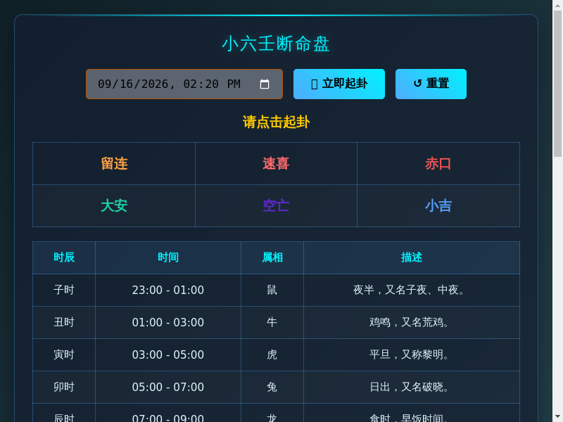 小六壬与周易断命系统缩略图