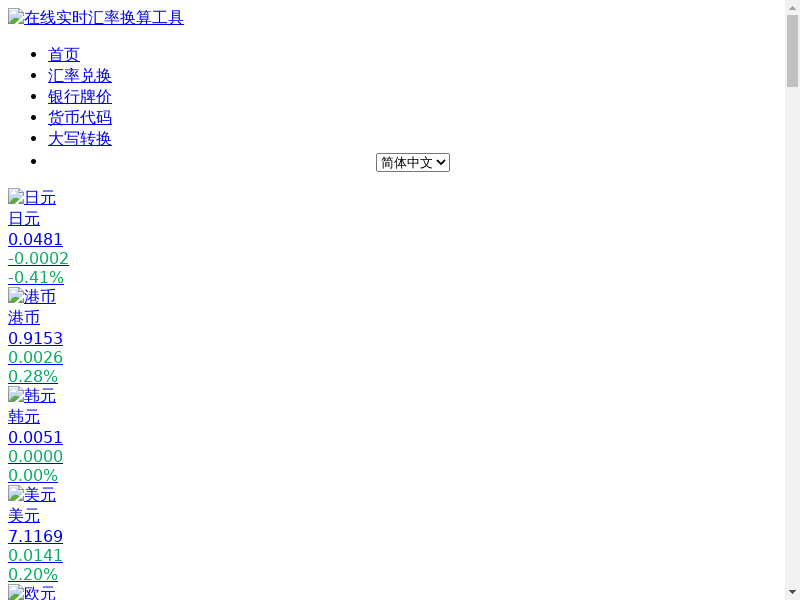 在线实时汇率换算工具 - 今日外汇牌价_实时汇率查询_世界各国货币在线转换缩略图